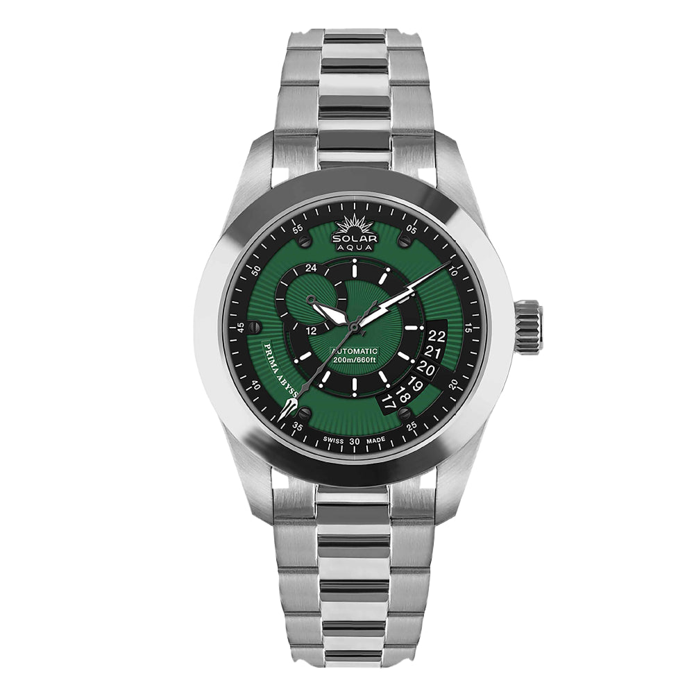 SOLAR AQUA Prima Abyss Steel 42mm Black-Military Green Dial Men's Watch SA0010.0027