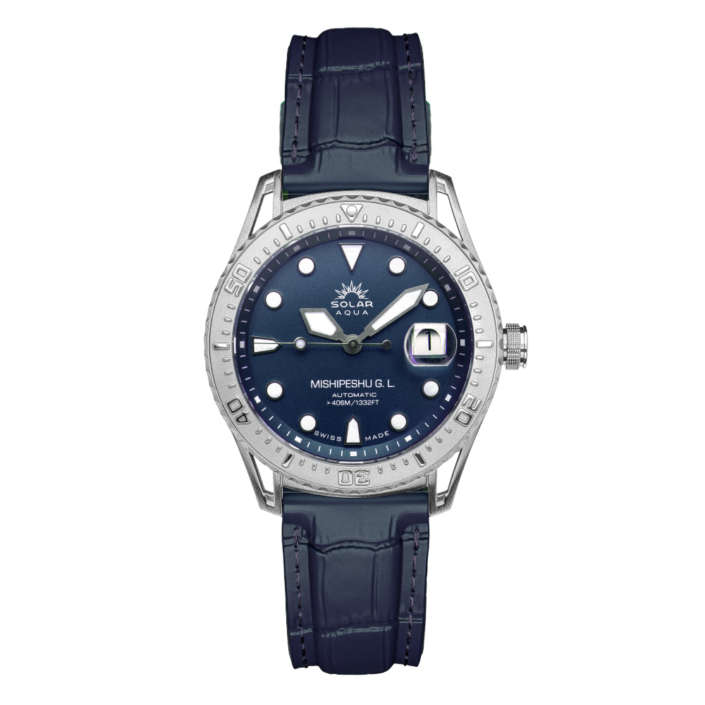 SOLAR AQUA Mishipeshu G.L. Blue Croco 40mm Blue Dial Men's Watch SA0055.0022