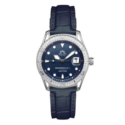 SOLAR AQUA Mishipeshu G.L. Blue Croco 40mm Blue Dial Men's Watch SA0055.0022