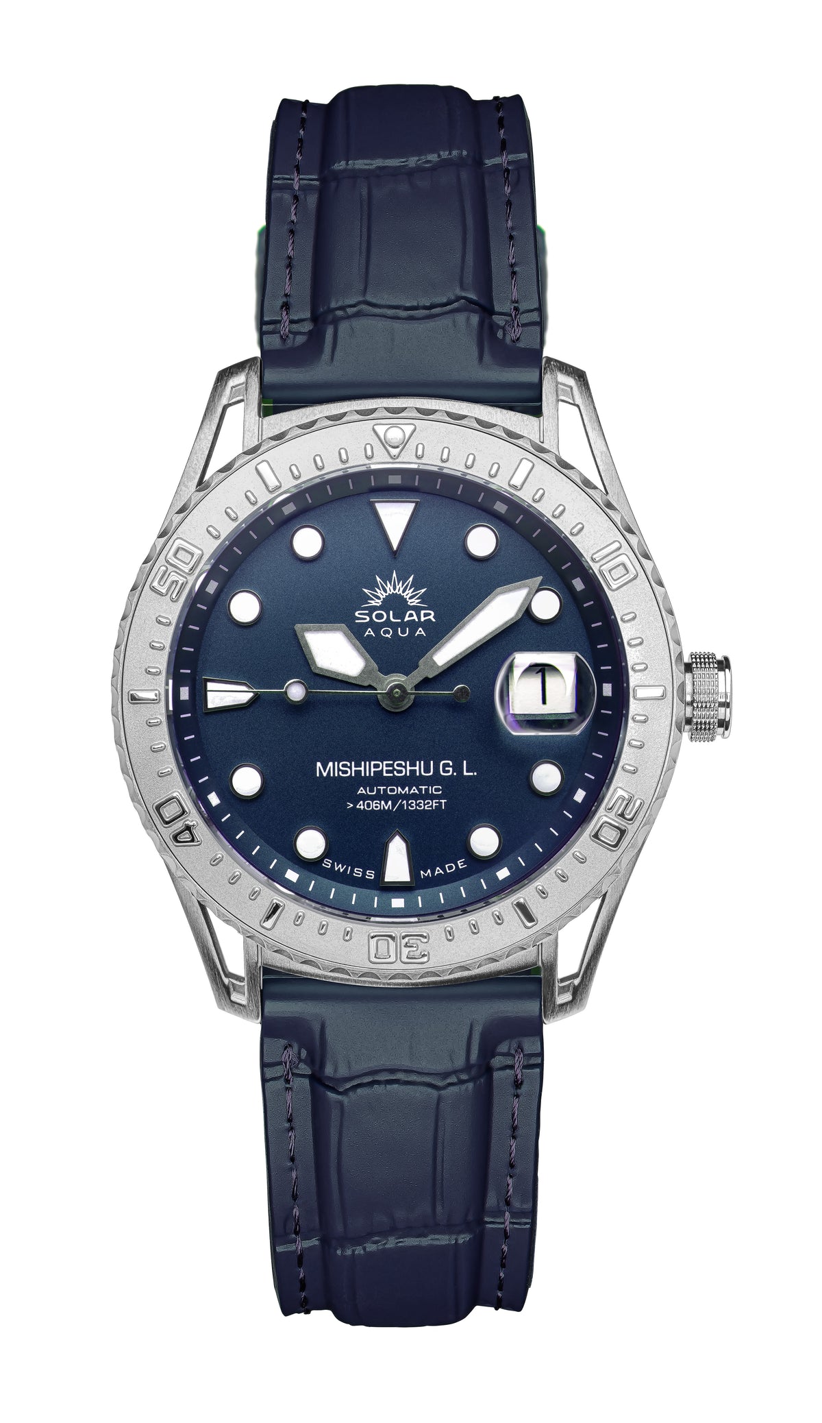 SOLAR AQUA Mishipeshu G.L. Blue Croco 40mm Blue Dial Men's Watch SA0055.0022