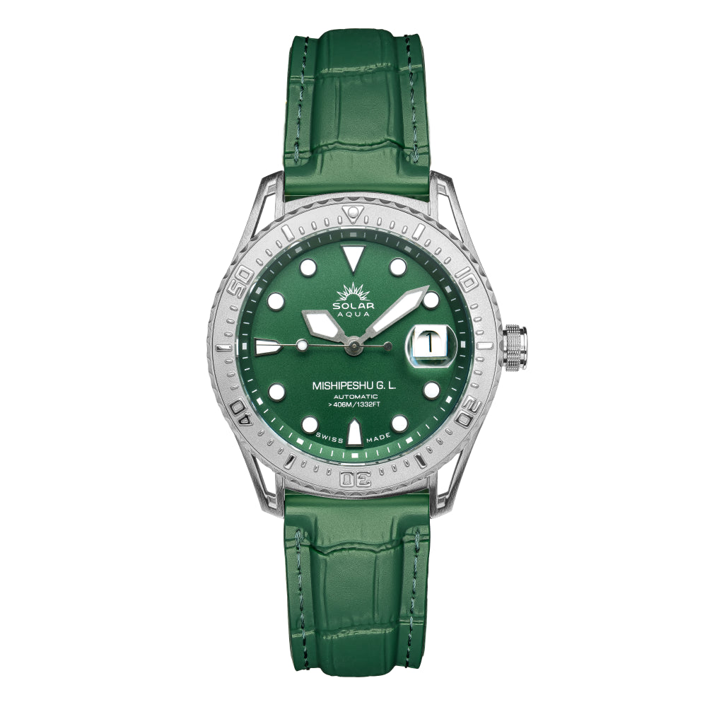 SOLAR AQUA Mishipeshu G.L. Green Croco 40mm Green Dial Men's Watch SA0055.0023