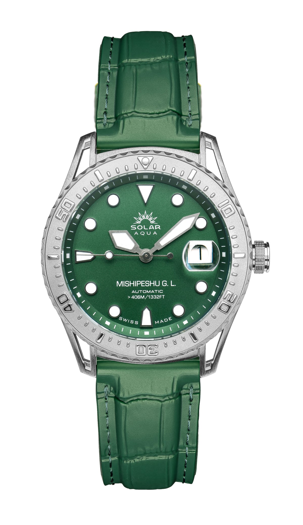SOLAR AQUA Mishipeshu G.L. Green Croco 40mm Green Dial Men's Watch SA0055.0023