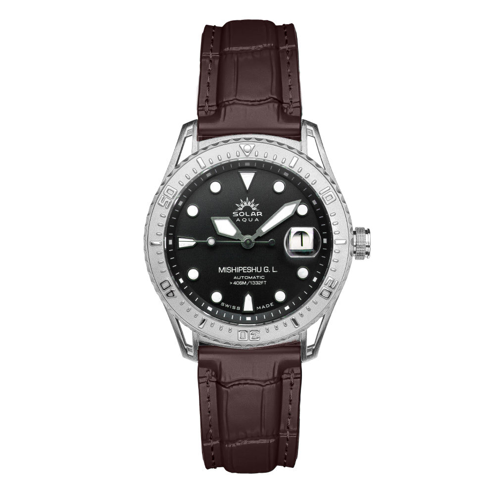 SOLAR AQUA Mishipeshu G.L. Brown Croco 40mm Brown Dial Men's Watch SA0055.0024