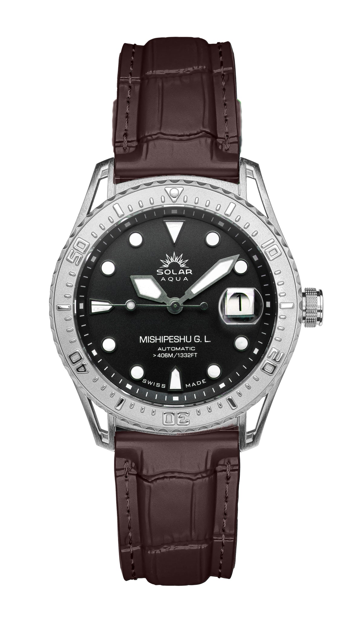 SOLAR AQUA Mishipeshu G.L. Brown Croco 40mm Brown Dial Men's Watch SA0055.0024