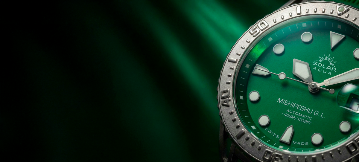 SOLAR AQUA Mishipeshu G.L. Green Croco 40mm Green Dial Men's Watch SA0055.0023