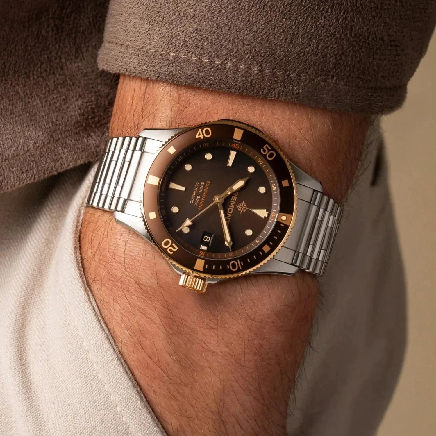 Bremont Supermarine 300M Date, Bi-Colour 40mm Brown Dial Men's Watch SM40-DT-BI-BR-B