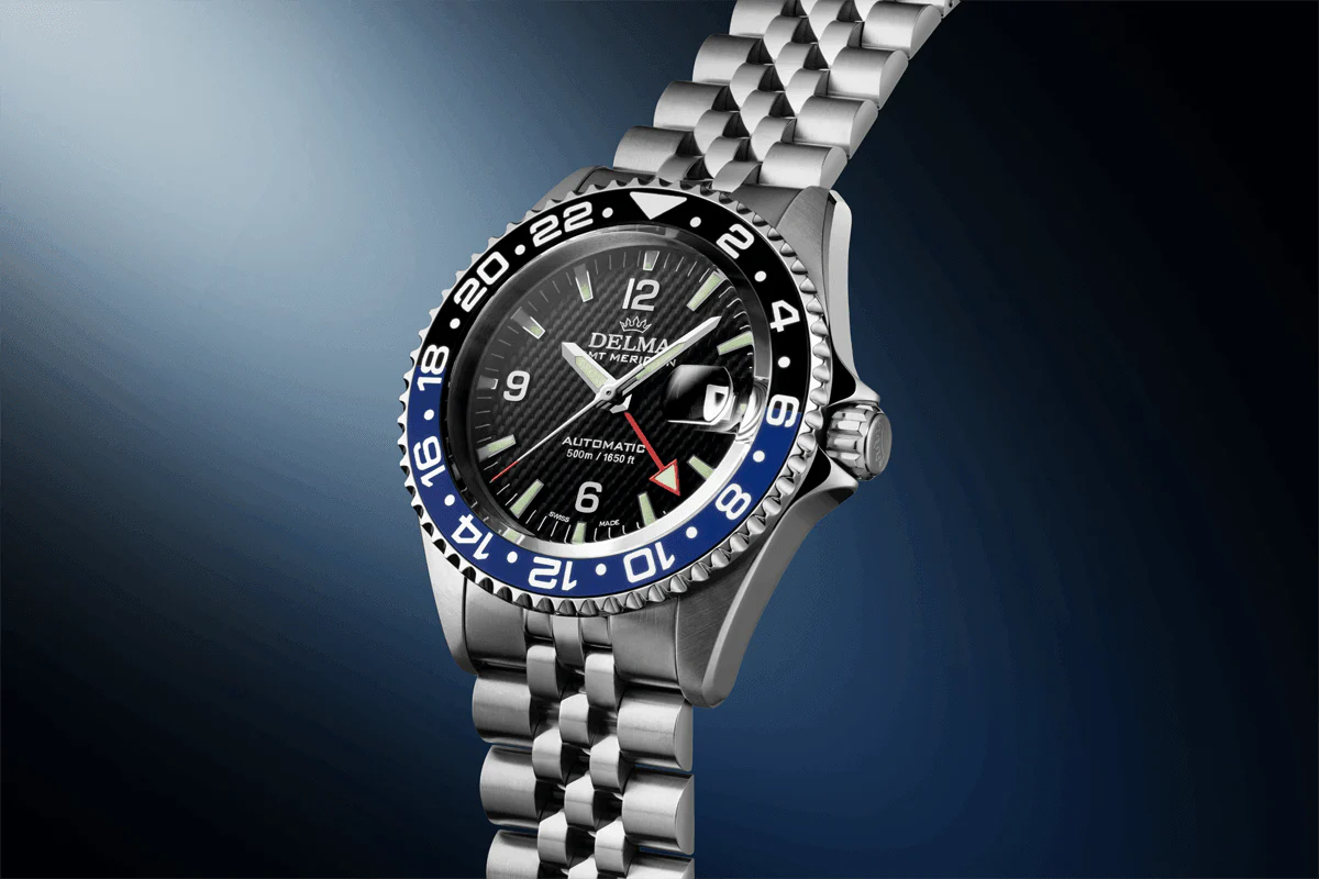 DELMA Santiago GMT Meridian Automatic 43mm Black Dial Men's Watch 41702.756.6.034
