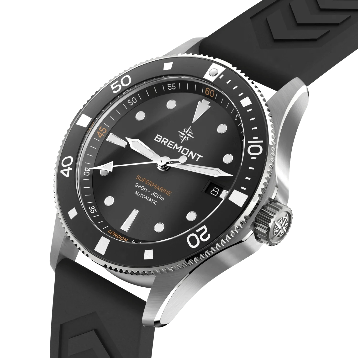 Bremont Supermarine 300M Date 40mm Black Dial Men's Watch SM40-DT-SS-BK-R-S