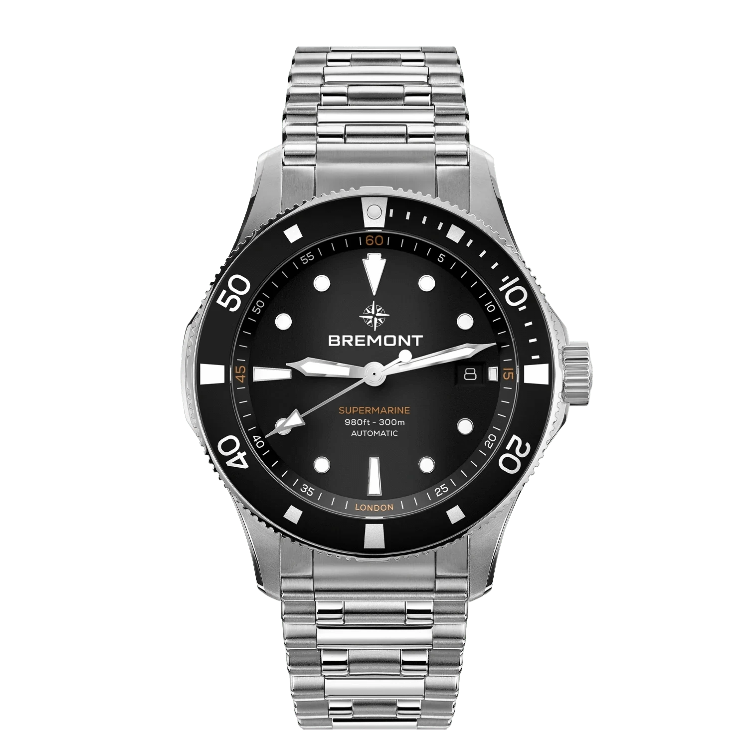 Bremont Supermarine 300M Date 40mm Black Dial Men's Watch SM40-DT-SS-BK-B