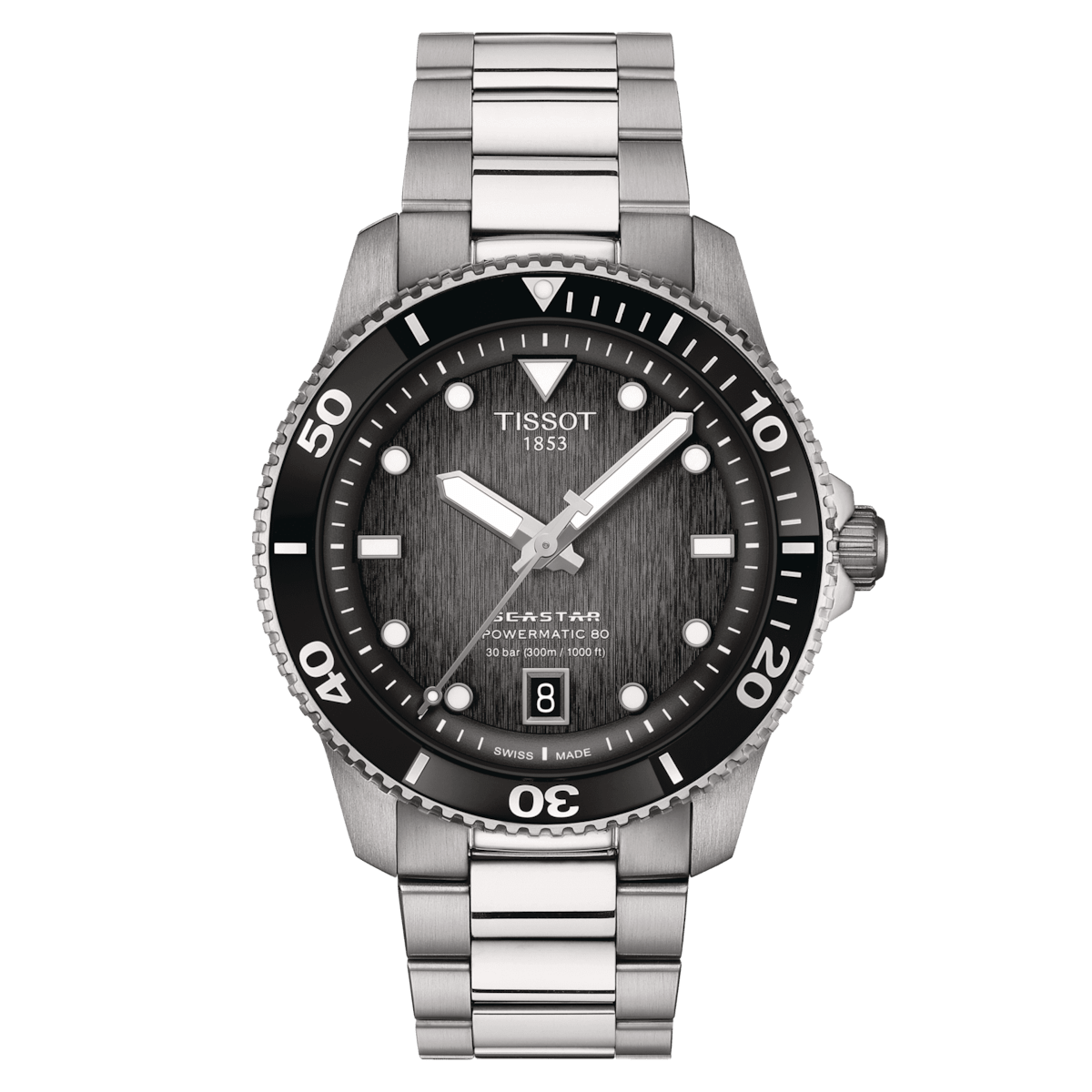 Tissot Seastar 1000 Powermatic 80 40mm Grey-Black Men's Watch T1208071105100