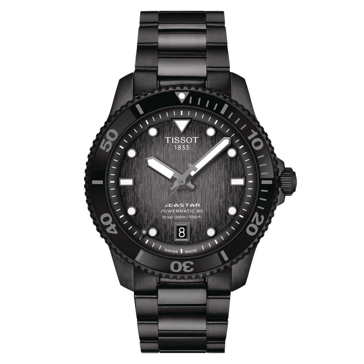 Tissot Seastar 1000 Powermatic 80 40mm Black PVD Men's Watch T1208073305100