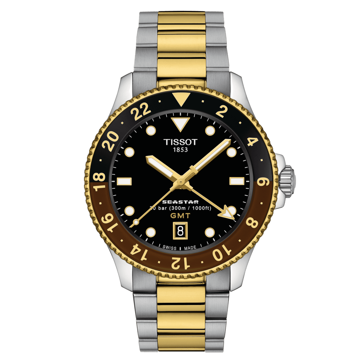 Tissot Seastar 1000 40mm Quartz GMT Two-Tone Men's Watch T1208522205100