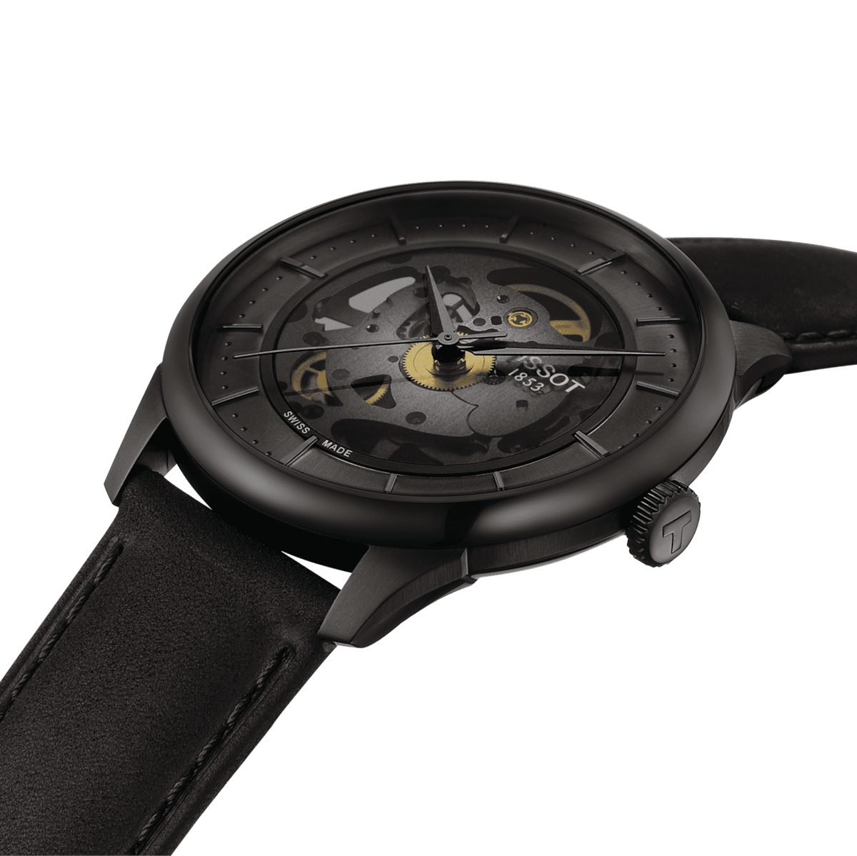 Tissot Chemin Des Tourelles 39mm Skeleton Black PVD Men's Watch T1398363644100