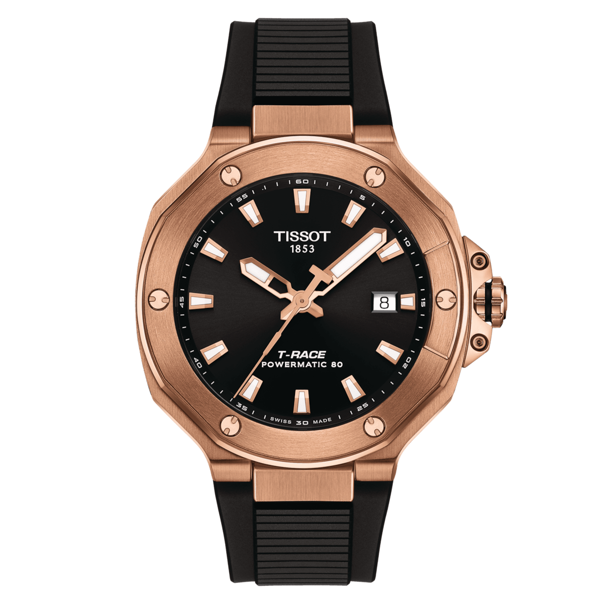 Tissot T-RACE 41mm Powermatic 80 Rose Gold PVD Men's Watch T1418073705100