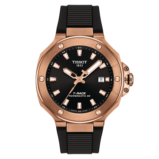 Tissot T-RACE 41mm Powermatic 80 Rose Gold PVD Men's Watch T1418073705100