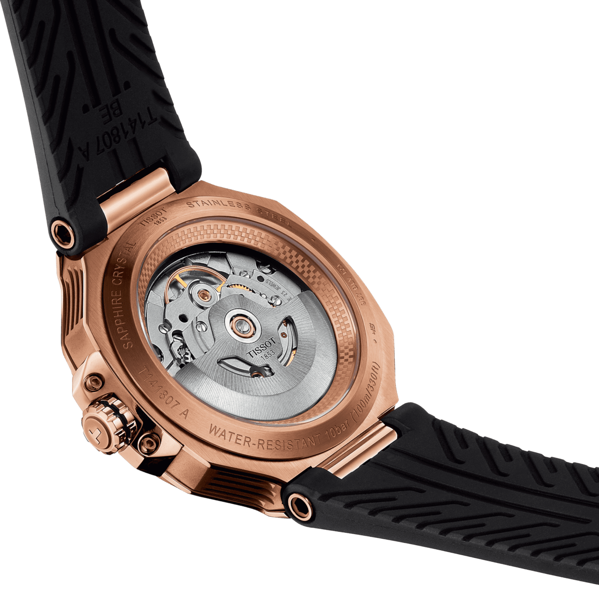 Tissot T-RACE 41mm Powermatic 80 Rose Gold PVD Men's Watch T1418073705100