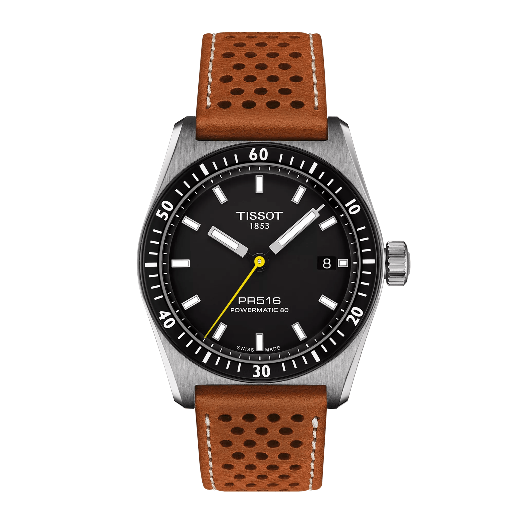 Tissot PR516 Powermatic 80 38mm Light Brown Strap Men's Watch T1494071605100