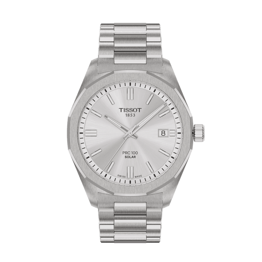 Tissot PRC 100 Solar 39mm Silver Dial Men's Watch T1514221103100