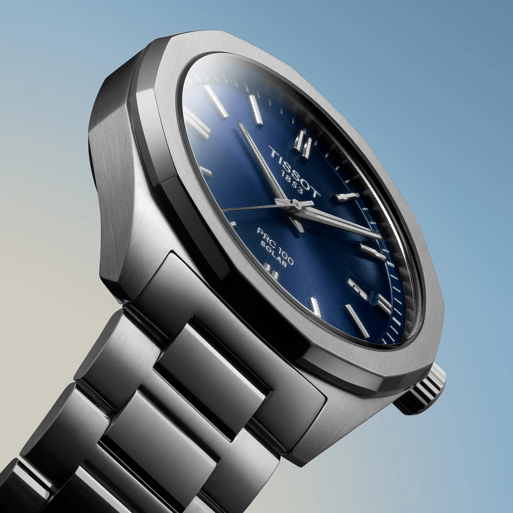 Tissot PRC 100 Solar Quartz 39mm Blue Dial Men's Watch T1514221104100