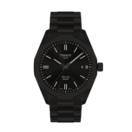 Tissot PRC 100 Solar 39mm Black Dial Men's Watch T1514223305100