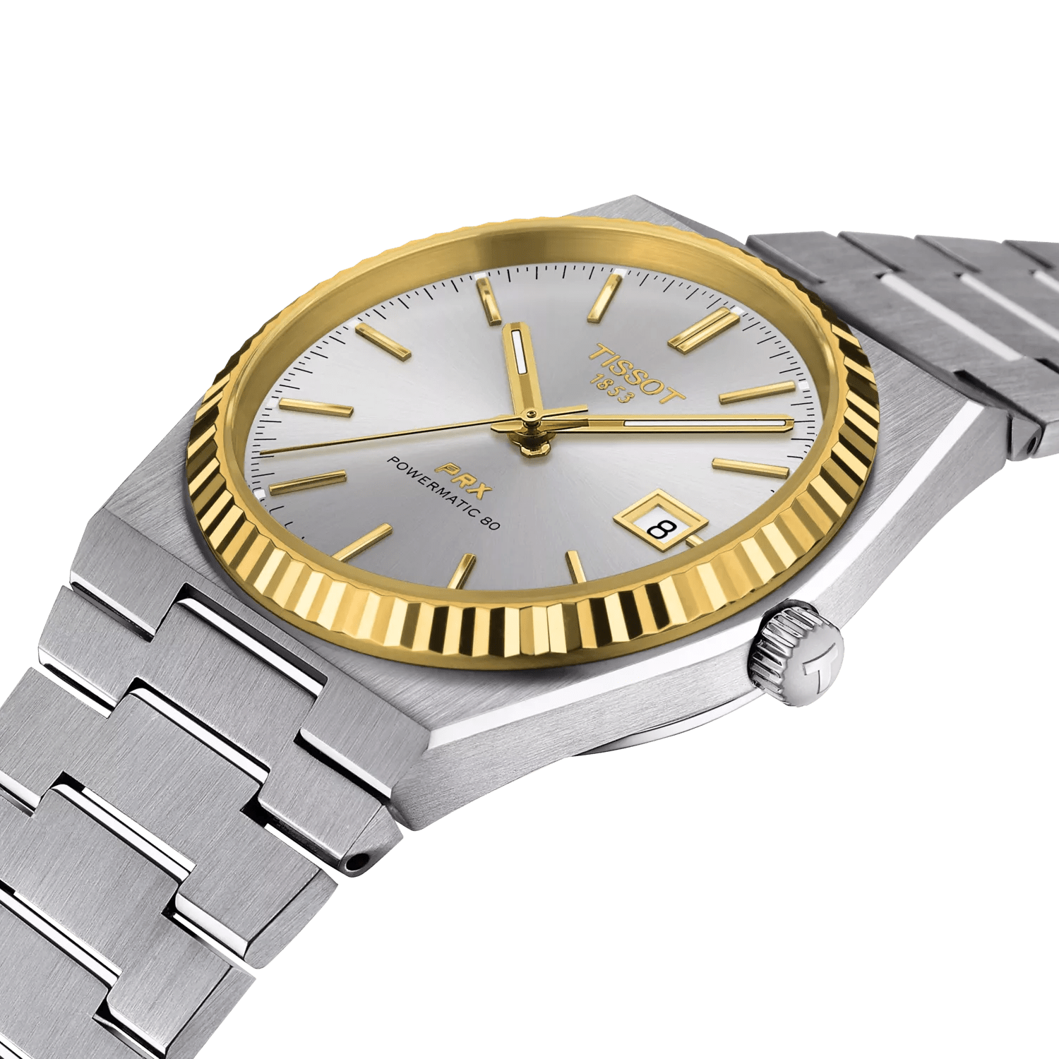 Tissot PRX Powermatic 80 40mm 18K Gold Bezel Men's Watch T9314074103101