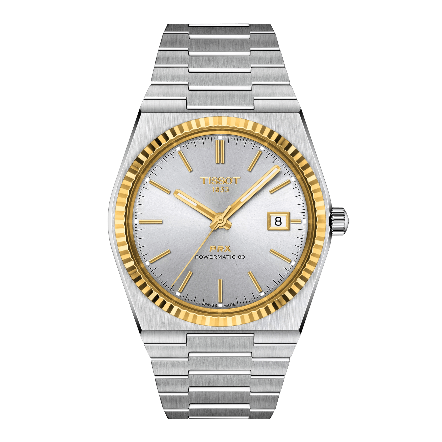 Tissot PRX Powermatic 80 40mm 18K Gold Bezel Men's Watch T9314074103101