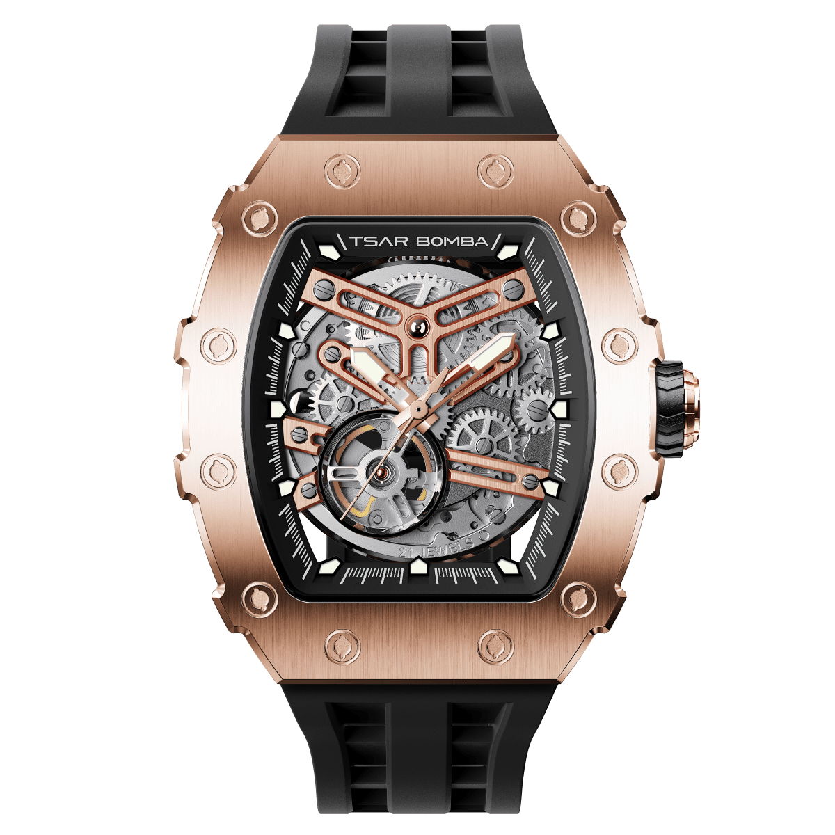 Tsar Bomba Elemental Skeleton 43mm Black Skeleton Dial Men's Watch TB8208A-46