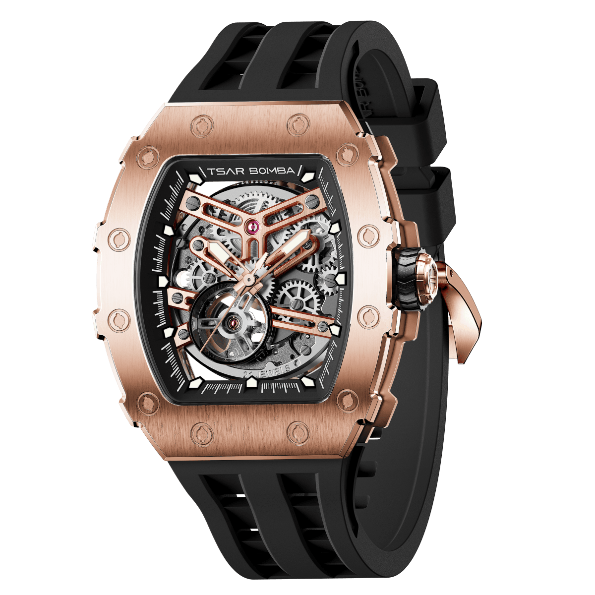 Tsar Bomba Elemental Skeleton 43mm Black Skeleton Dial Men's Watch TB8208A-46