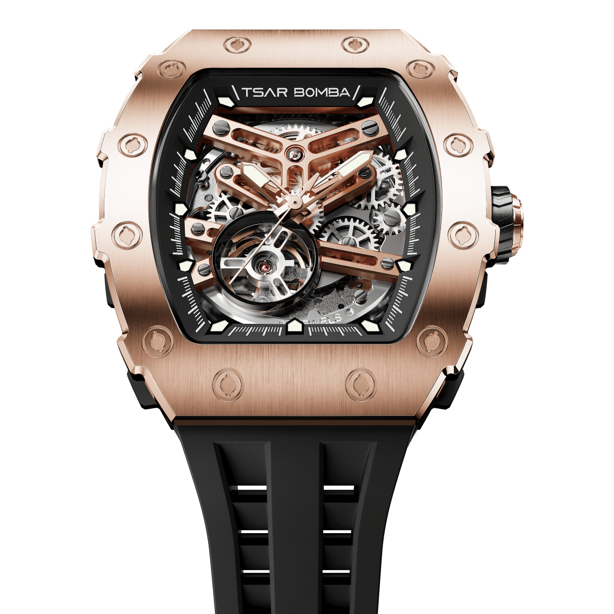 Tsar Bomba Elemental Skeleton 43mm Black Skeleton Dial Men's Watch TB8208A-46