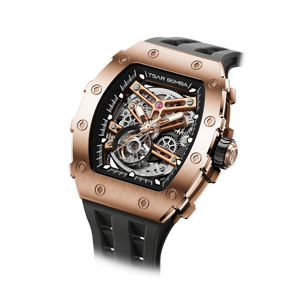 Tsar Bomba Elemental Skeleton 43mm Black Skeleton Dial Men's Watch TB8208A-46