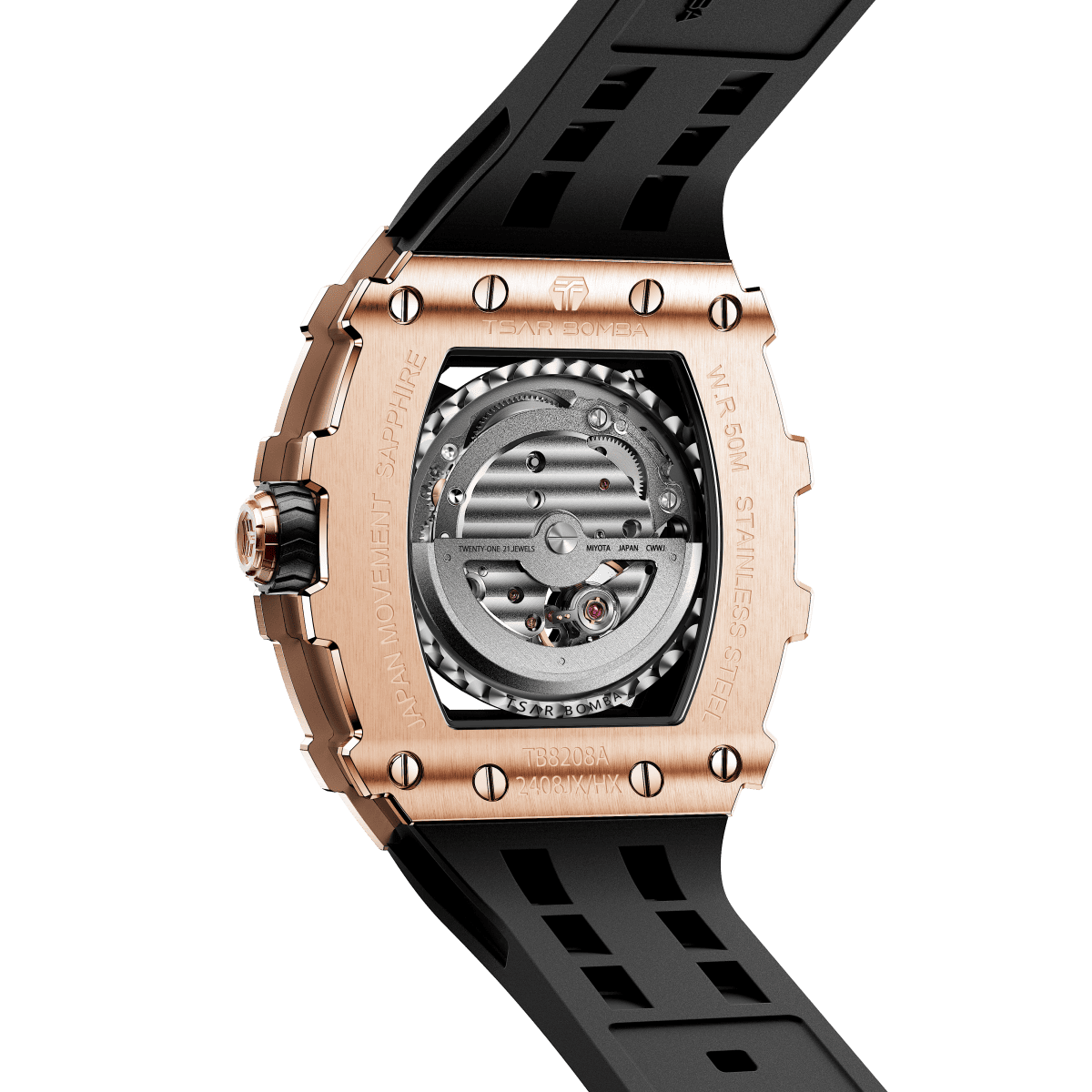 Tsar Bomba Elemental Skeleton 43mm Black Skeleton Dial Men's Watch TB8208A-46
