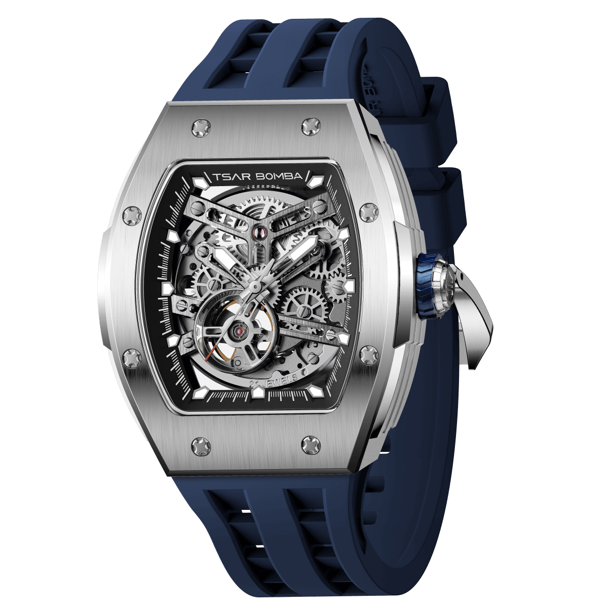 Tsar Bomba Elemental Skeleton 45mm Silver Skeleton Dial Men's Watch TB8228A-01