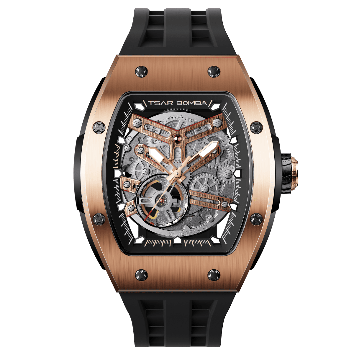 Tsar Bomba Elemental Skeleton 45mm Black Skeleton Dial Men's Watch TB8228A-04