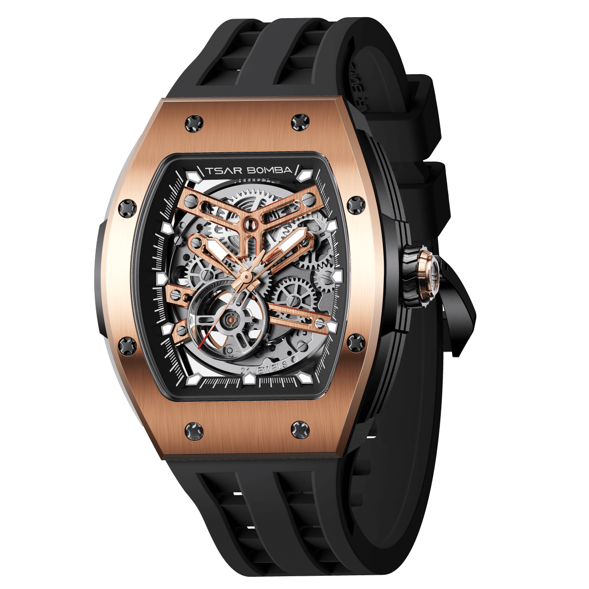 Tsar Bomba Elemental Skeleton 45mm Black Skeleton Dial Men's Watch TB8228A-04