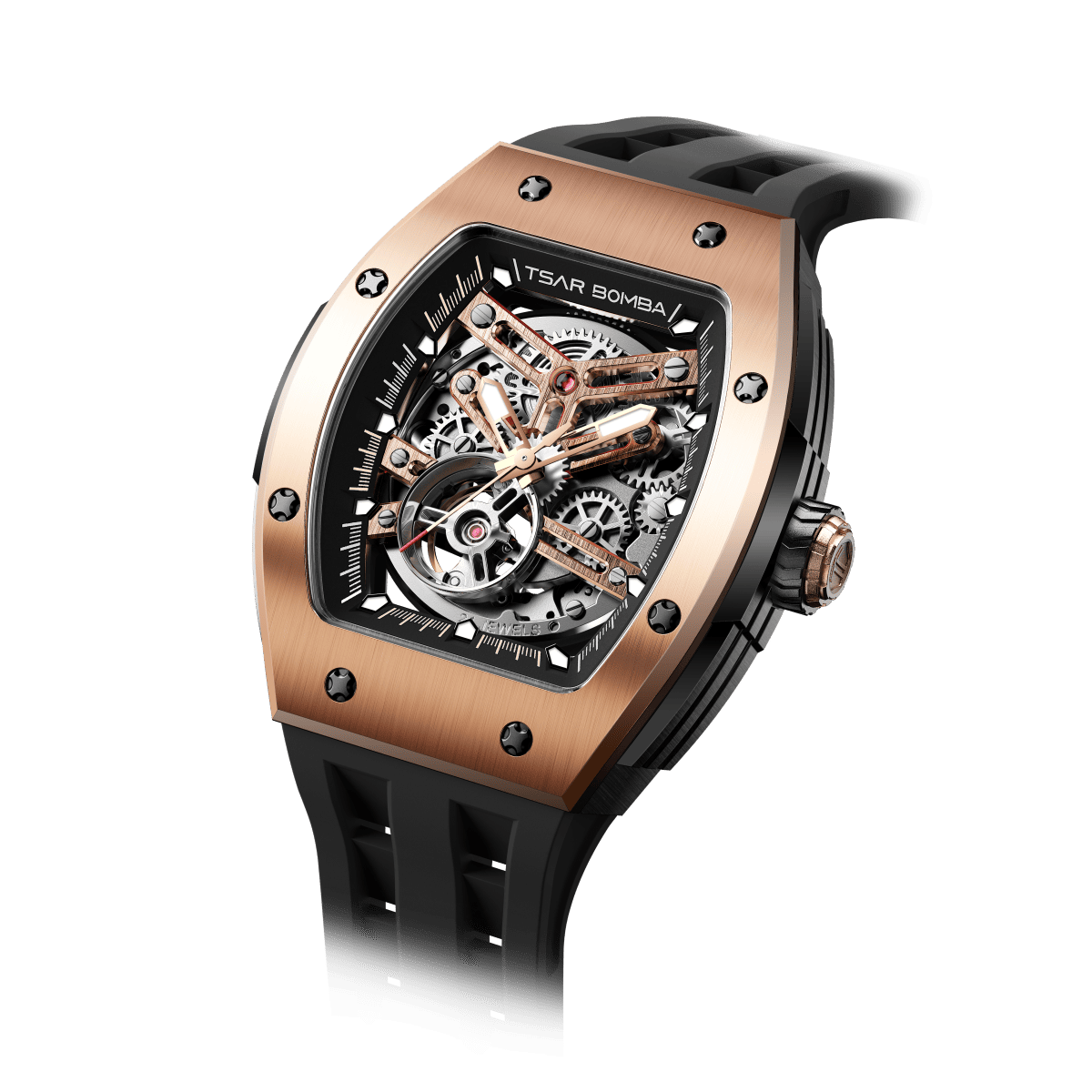 Tsar Bomba Elemental Skeleton 45mm Black Skeleton Dial Men's Watch TB8228A-04