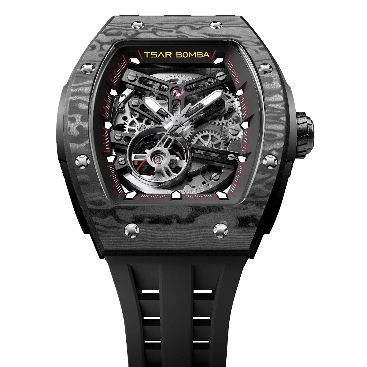 Tsar Bomba Elemental Carbon 45mm Black Skeleton Dial Men's Watch TB8228CF-01