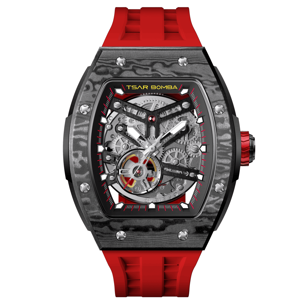 Tsar Bomba Elemental Carbon 45mm Black Skeleton Dial Men's Watch TB8228CF-02