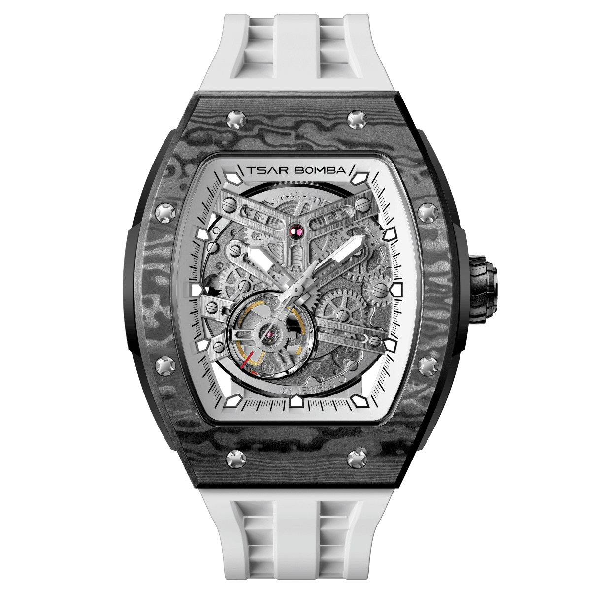 Tsar Bomba Elemental Carbon 45mm Black Skeleton Dial Men's Watch TB8228CF-03
