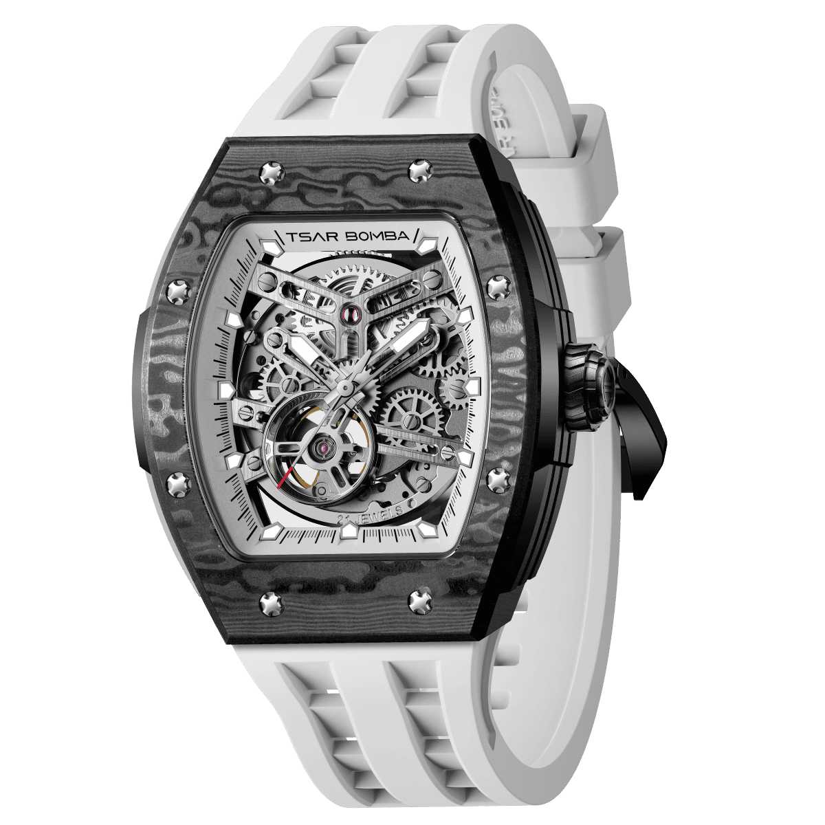 Tsar Bomba Elemental Carbon 45mm Black Skeleton Dial Men's Watch TB8228CF-03