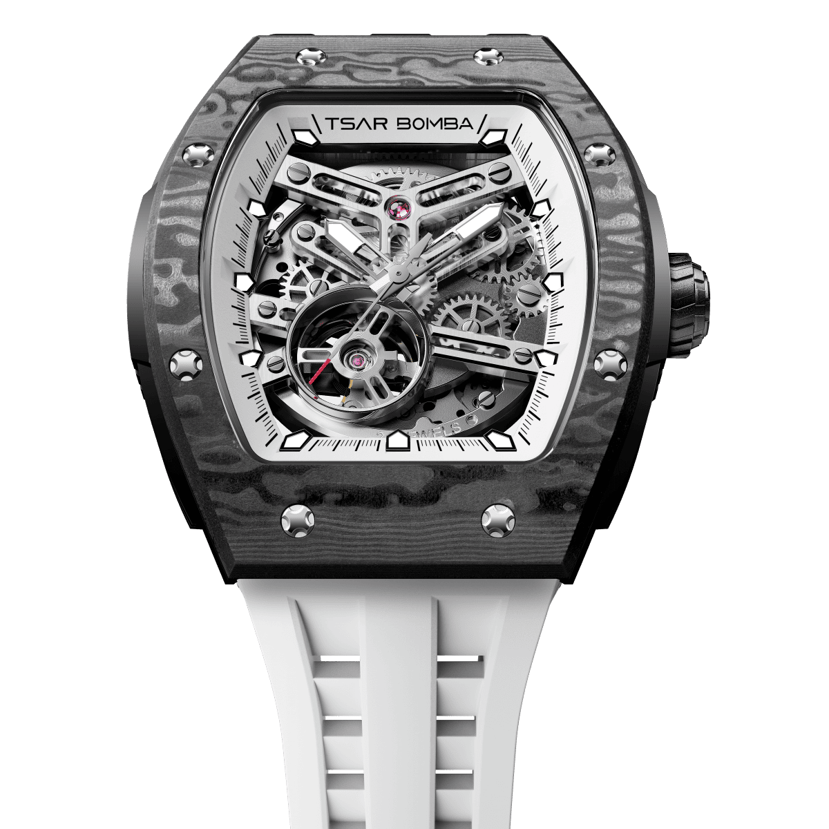 Tsar Bomba Elemental Carbon 45mm Black Skeleton Dial Men's Watch TB8228CF-03