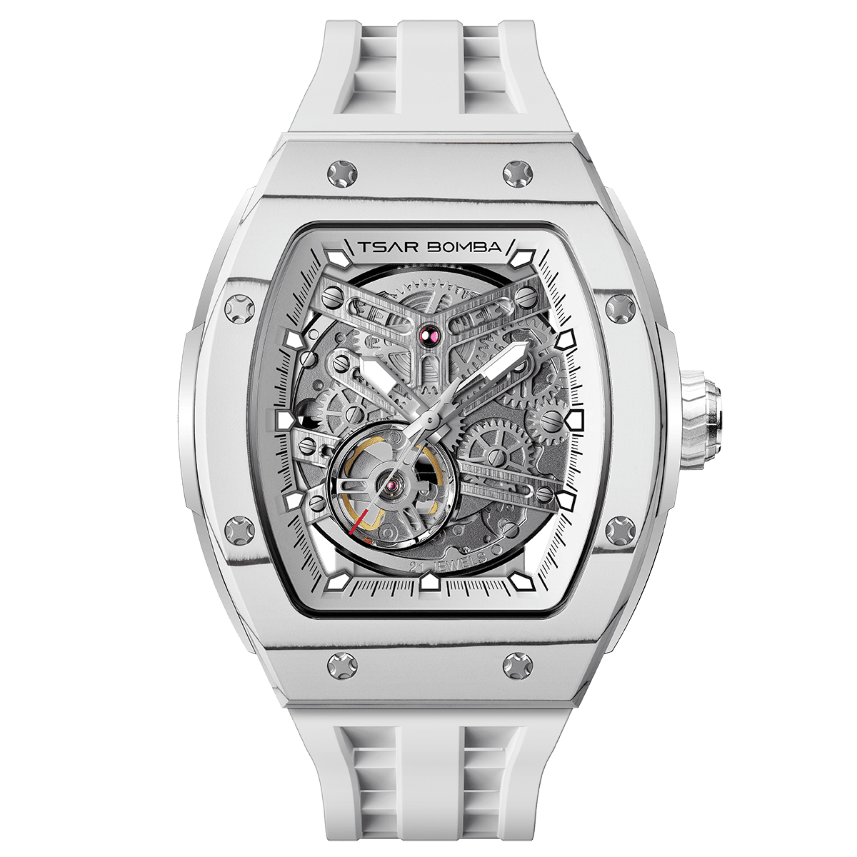 Tsar Bomba Elemental Carbon 45mm Silver Skeleton Dial Men's Watch TB8228CF-04