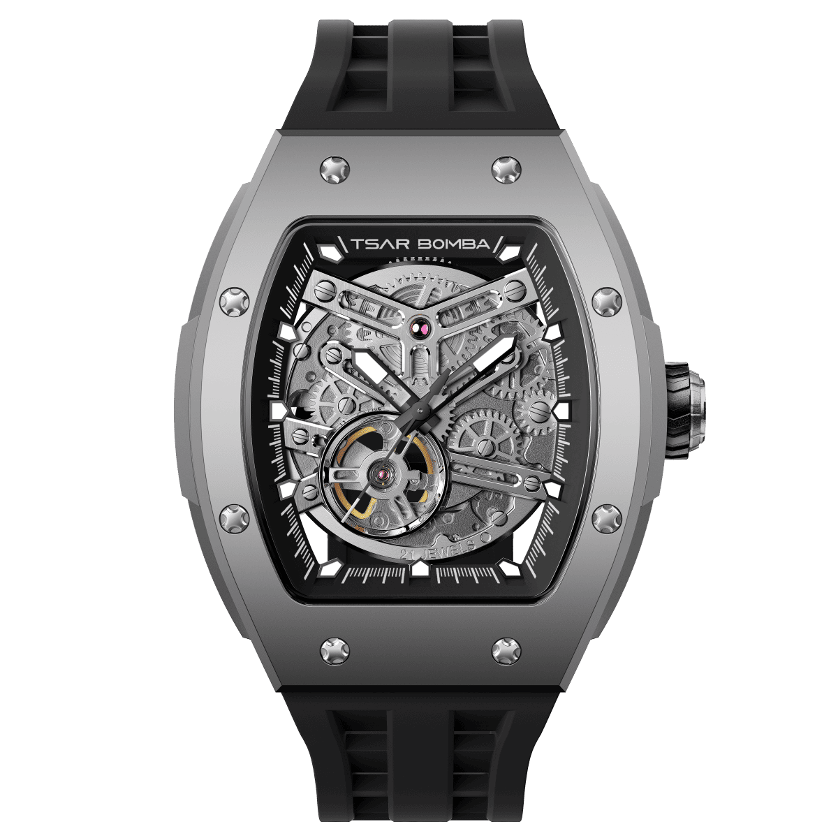 Tsar Bomba Elemental Titanium 45mm Black Skeleton Dial Men's Watch TB8228T-01