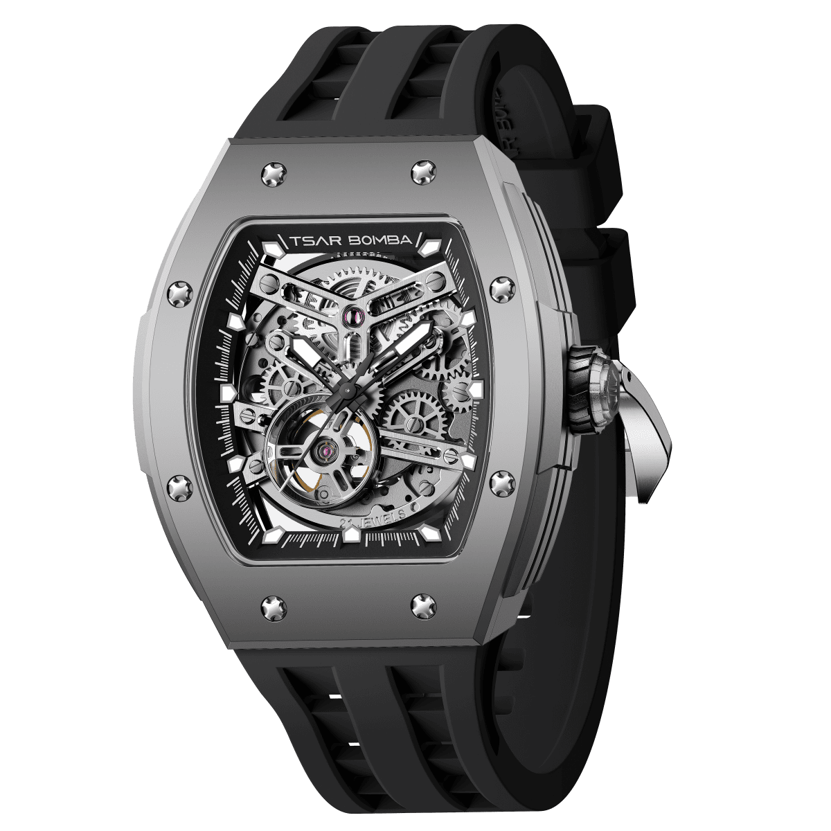 Tsar Bomba Elemental Titanium 45mm Black Skeleton Dial Men's Watch TB8228T-01