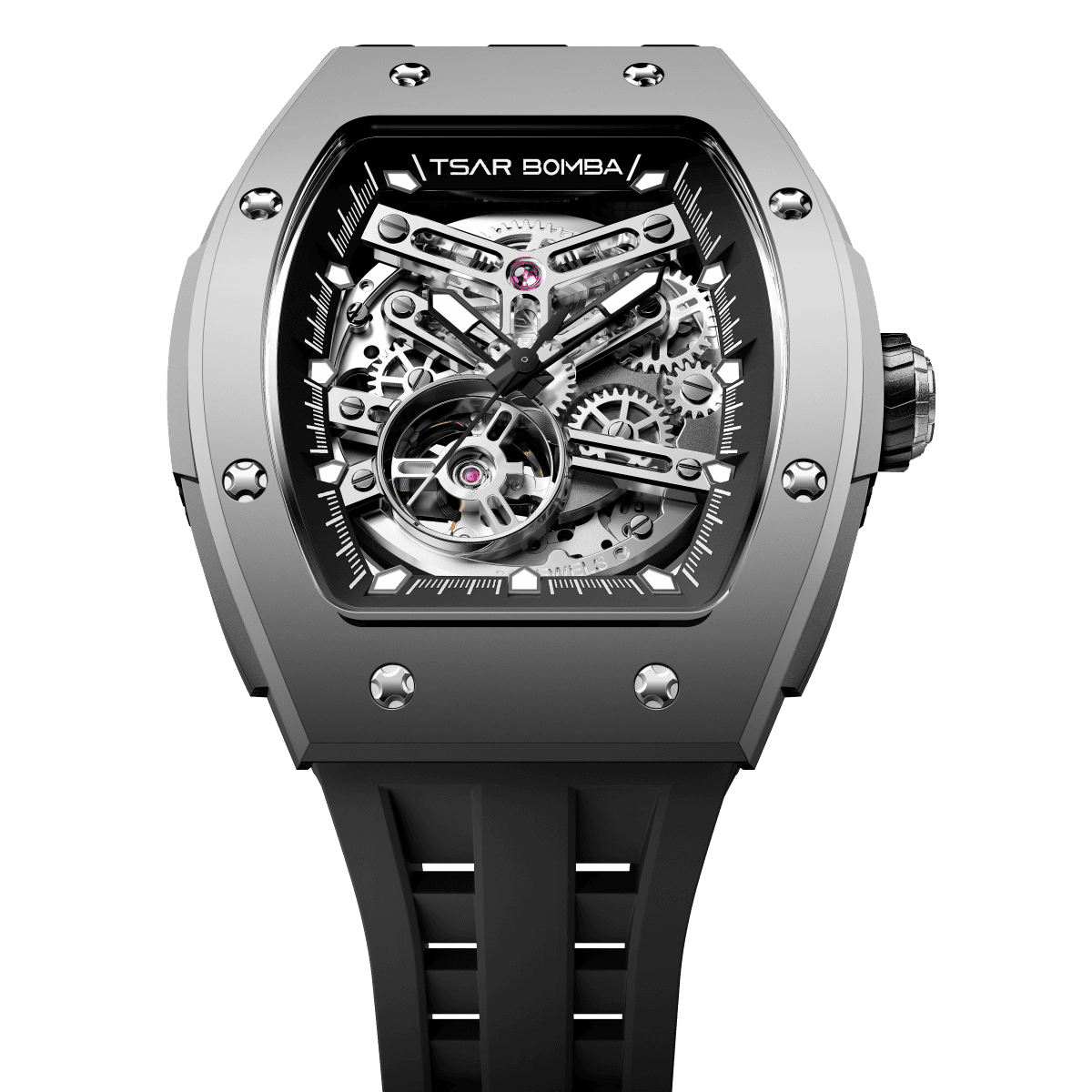 Tsar Bomba Elemental Titanium 45mm Black Skeleton Dial Men's Watch TB8228T-01