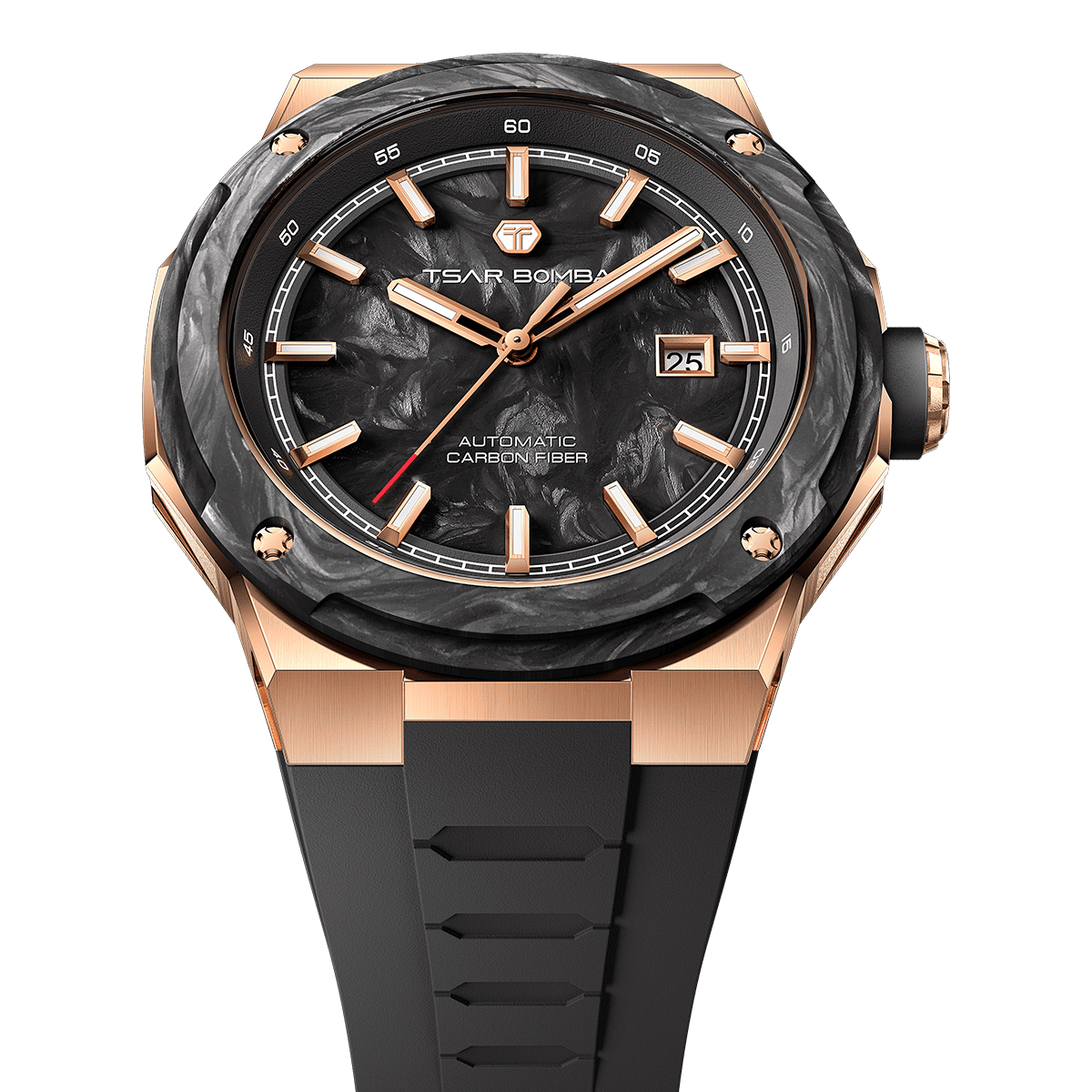 Tsar Bomba Electron Carbon-X II 45mm Black Carbon Fiber Dial Men's Watch TB8230-03
