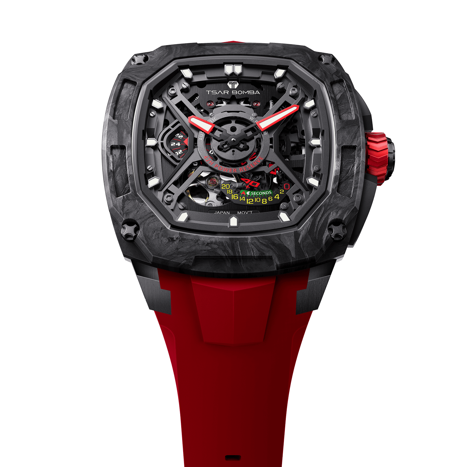 Tsar Bomba Dark Matter 5 43mm Red Skeleton Dial Men's Watch TB8605-01