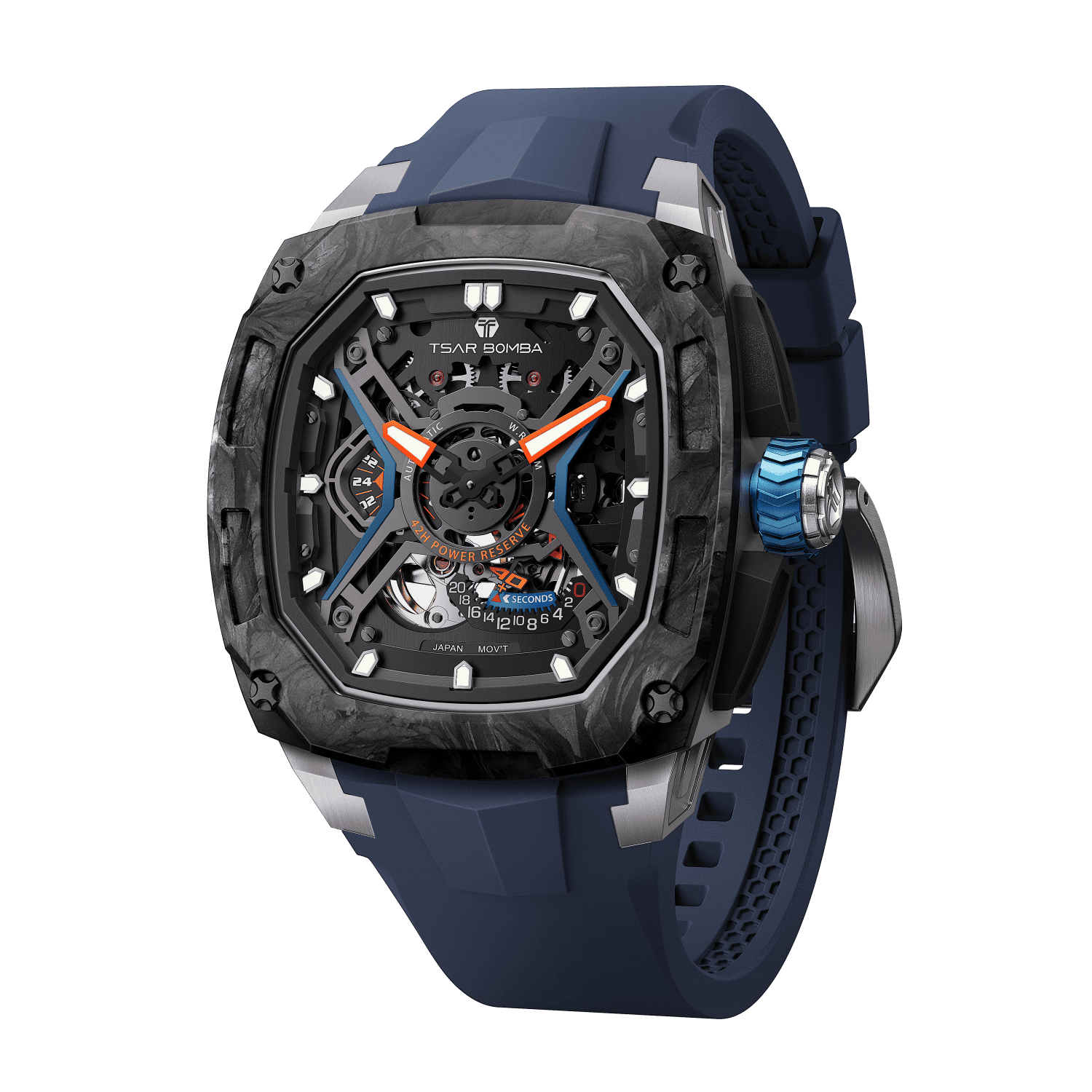 Tsar Bomba Dark Matter 5 43mm Blue Skeleton Dial Men's Watch TB8605-02