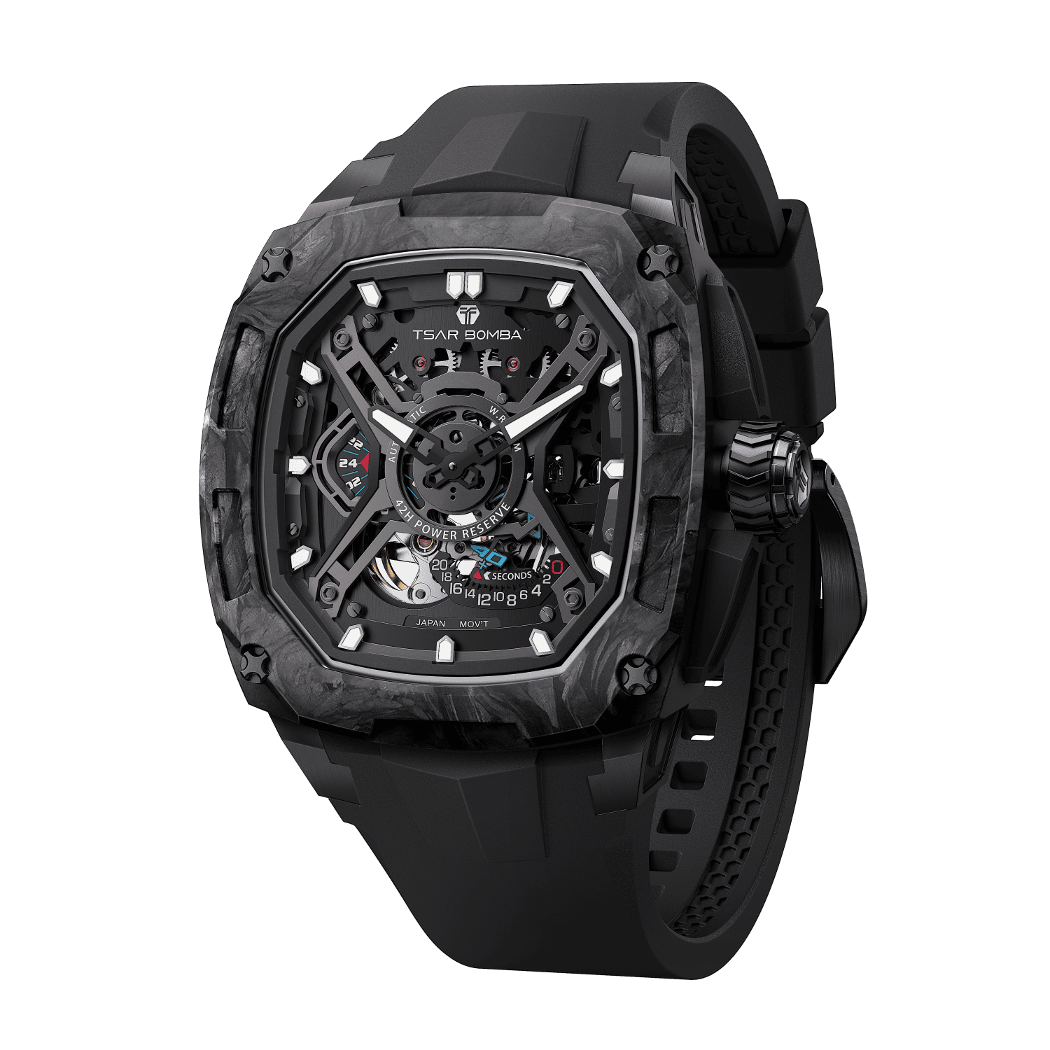 Tsar Bomba Dark Matter 5 43mm Black Skeleton Dial Men's Watch TB8605-04