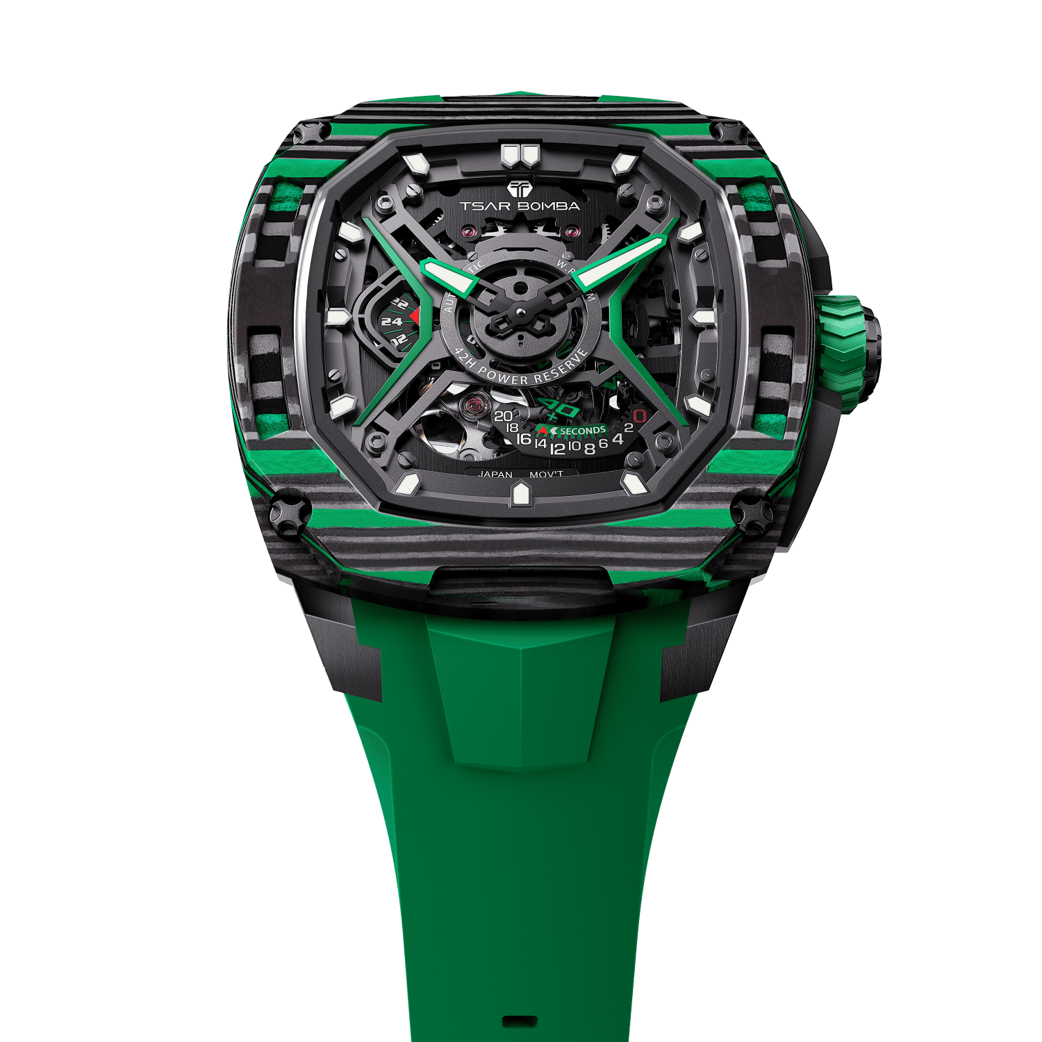 Tsar Bomba Dark Matter 5 43mm Green Skeleton Dial Men's Watch TB8605-05