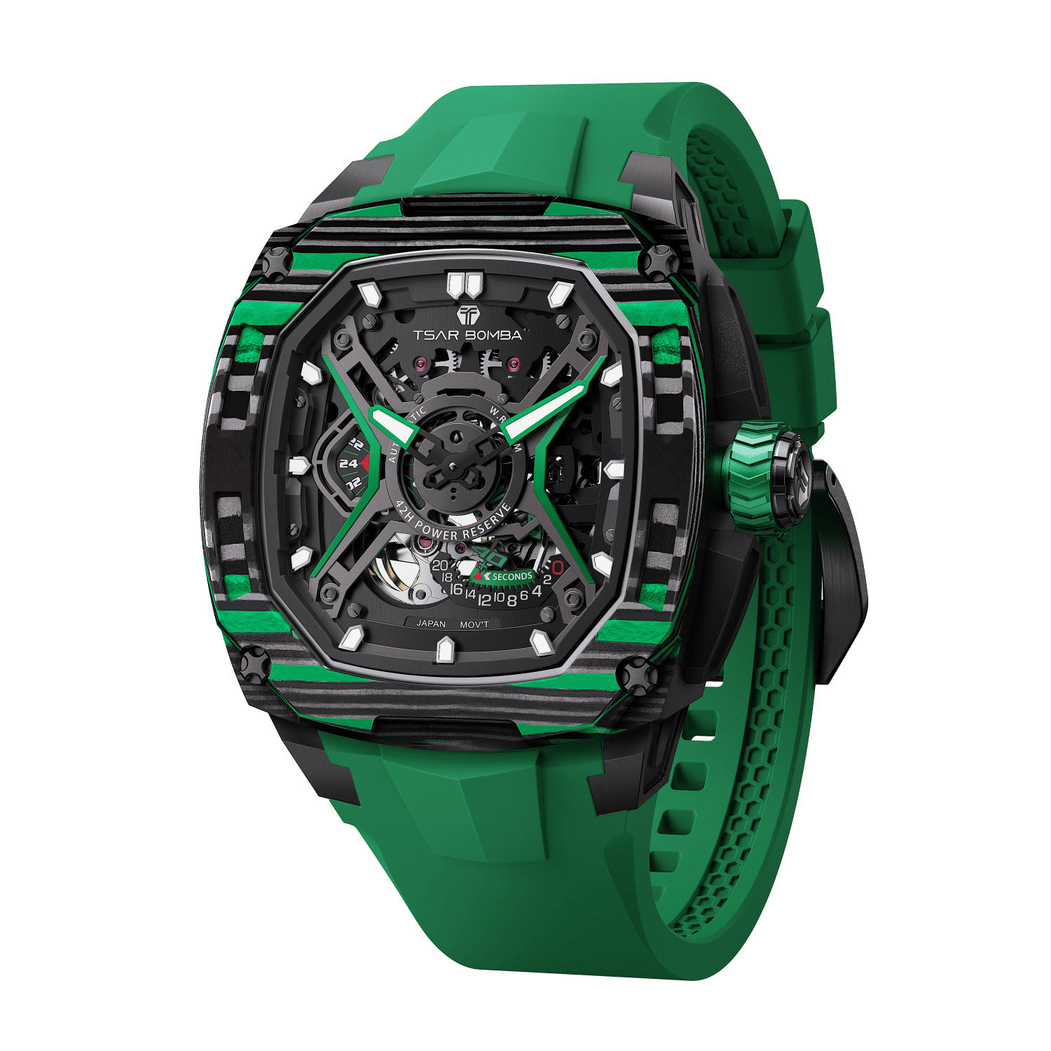 Tsar Bomba Dark Matter 5 43mm Green Skeleton Dial Men's Watch TB8605-05